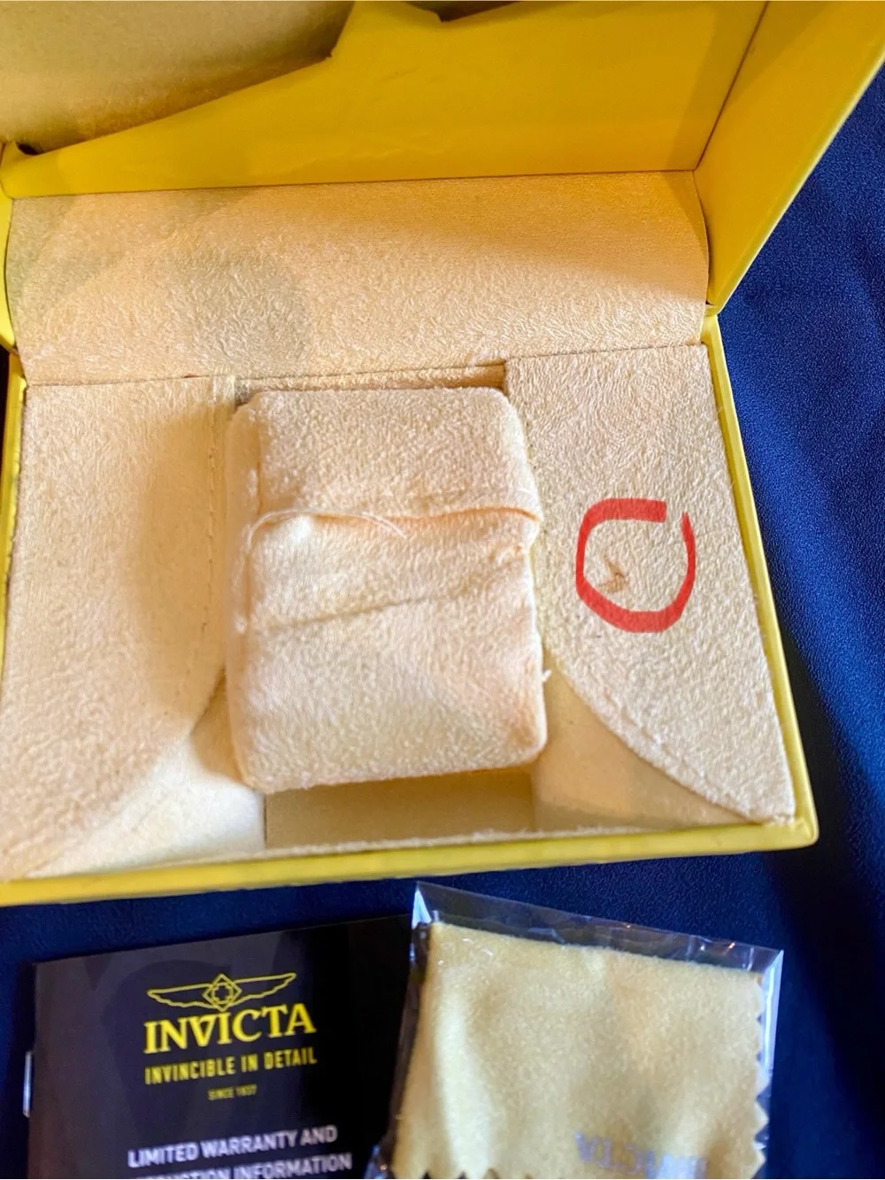 Invicta Yellow Watch Presentation Box with Pillow and Cloth